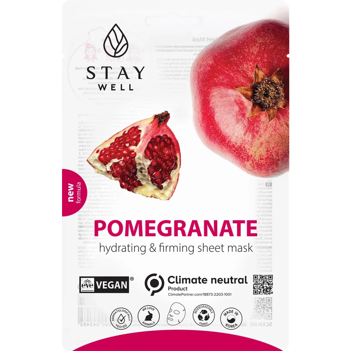 Stay Well Vegan Sheet Mask Pomegranate 1 st