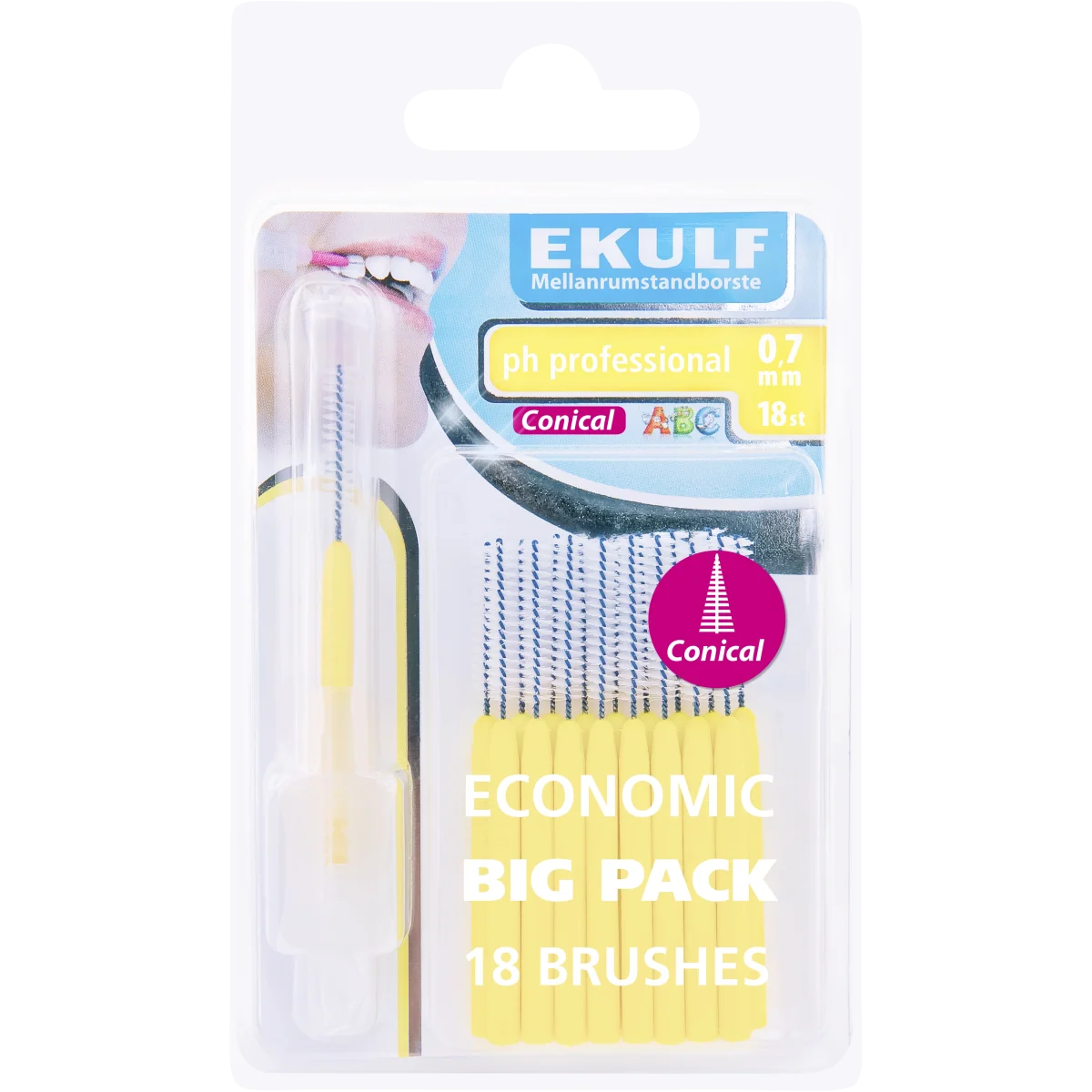 Ekulf pH Professional Konisk Mellanrumstandborste 0,7 mm 18 st
