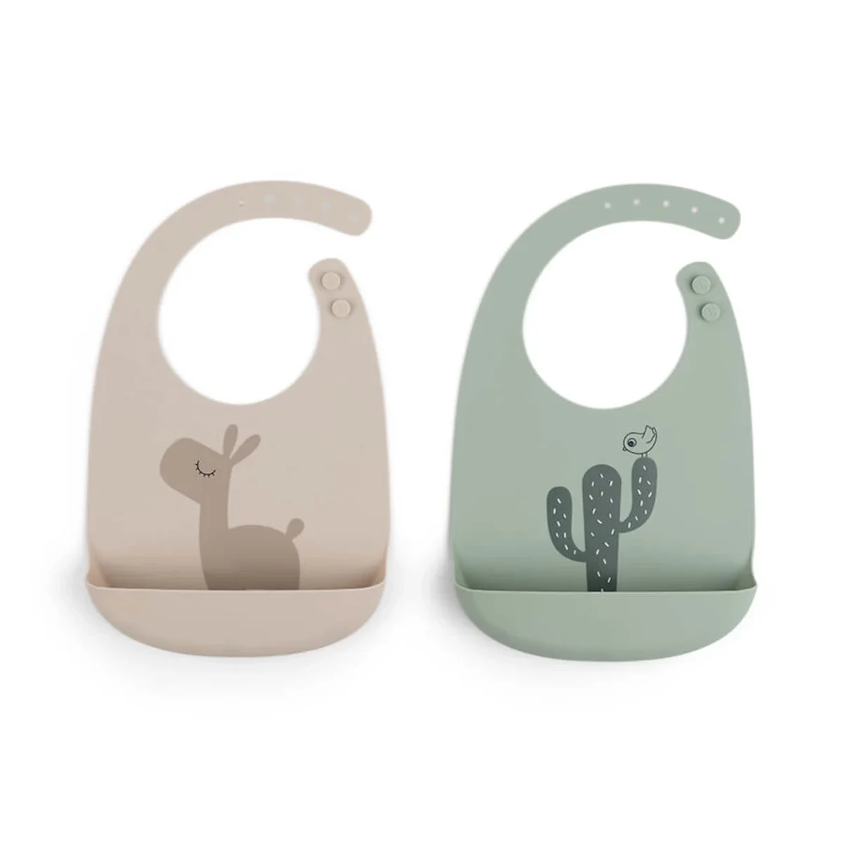 Done by Deer Silicone bib Lalee Sand/Green 2-pack