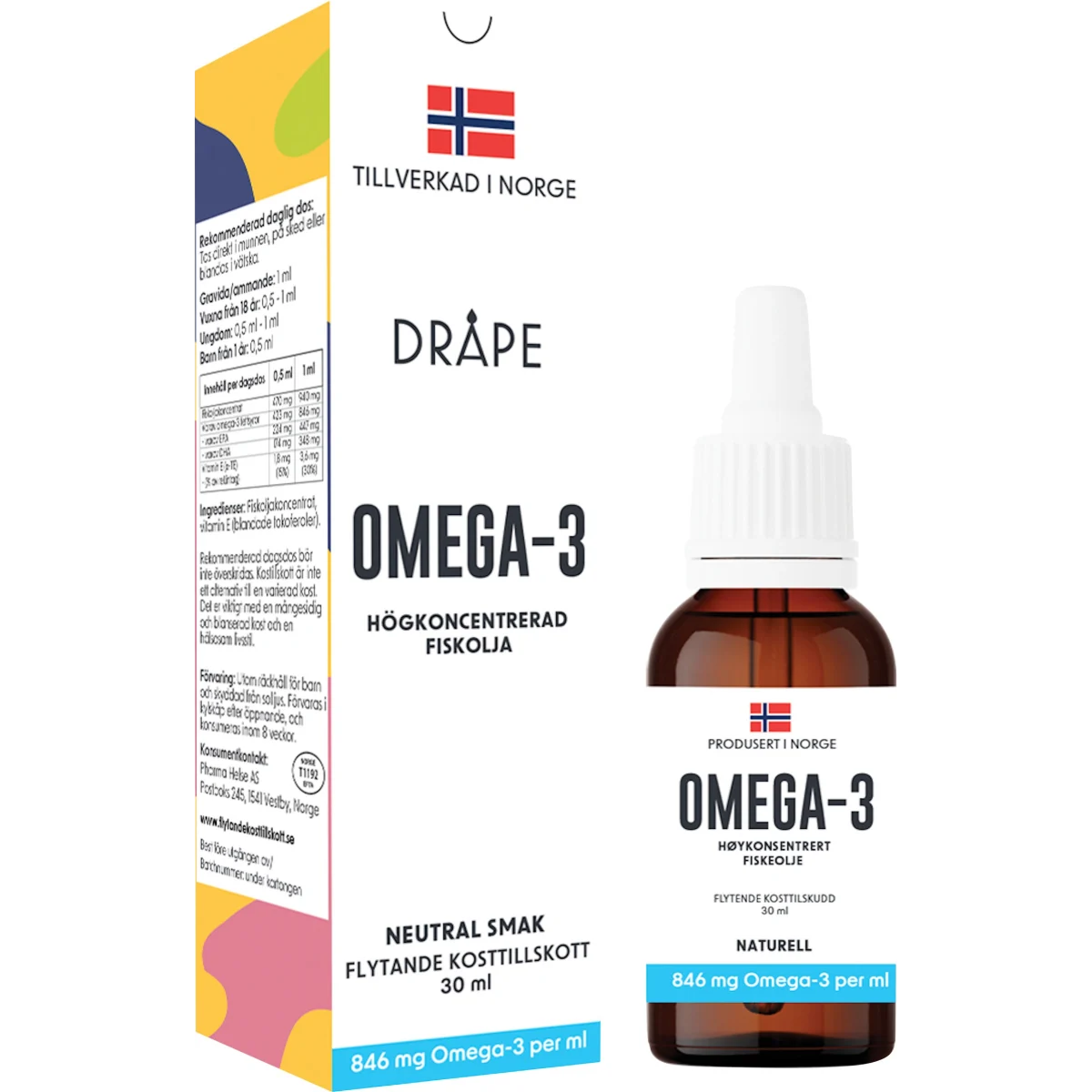 Dråpe Flytande Omega-3 Droppar Neutral 30 ml