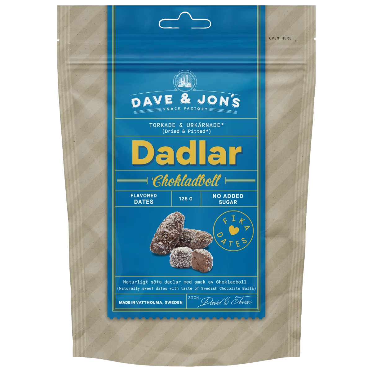 Dave & Jon's Dadlar Chokladboll 125g