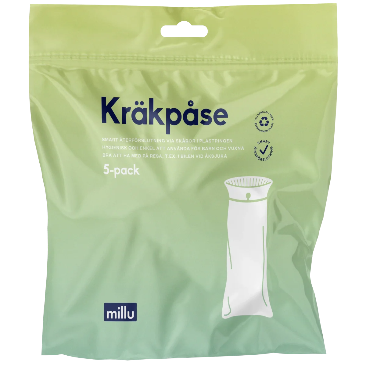 Millu Kräkpåse 100% återvunnen plast 5-pack