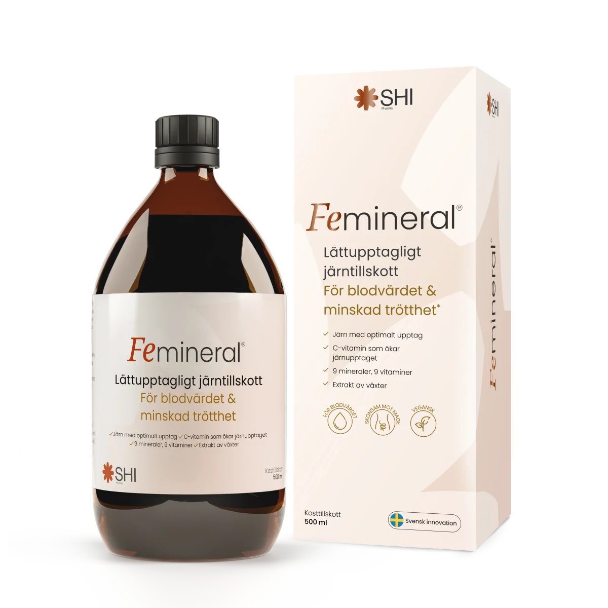 Femineral Flytande Järn- och Mineraltillskott 500 ml