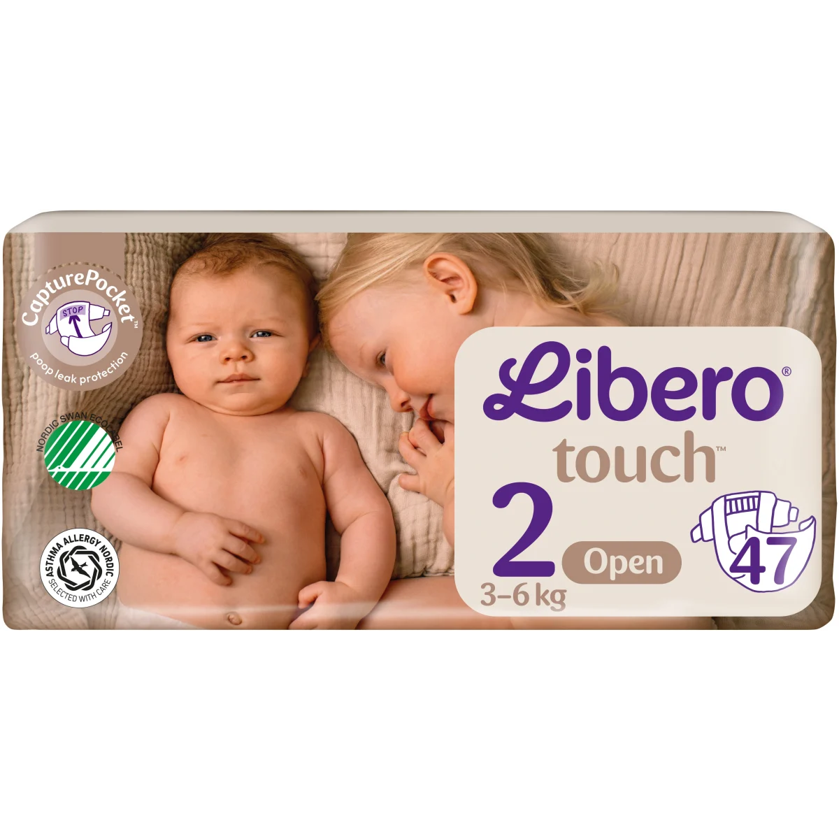 Libero Touch 2 Öppen Blöja 3-6 kg 47 st