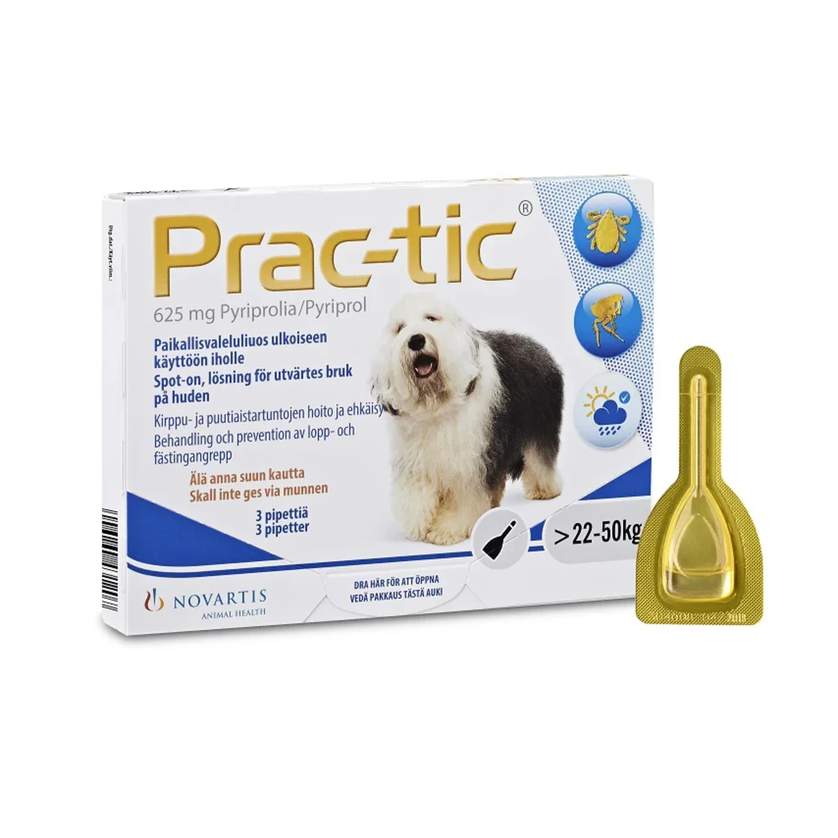 Prac-tic Spot-on lösning endospipett 625 mg 3 x 5,0 ml