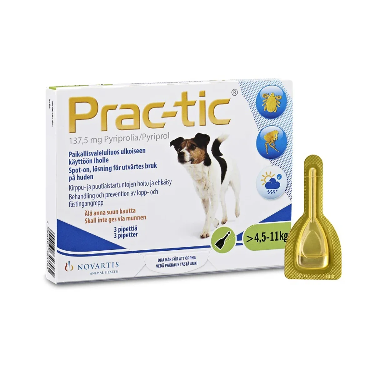 Prac-tic Spot-on, lösning, endospipett 137,5 mg 3 x 1,1 ml