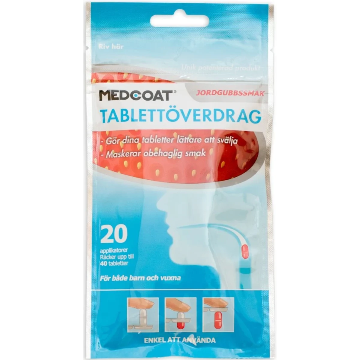 Medcoat Tablettöverdrag, Jordgubbsmak 20 st