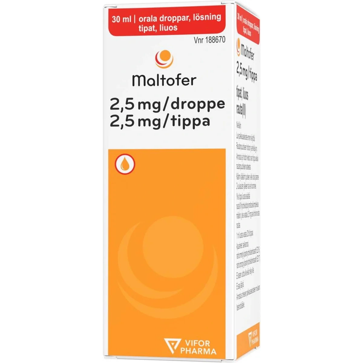 Maltofer Orala droppar, lösning 2,5mg/droppe, 30ml