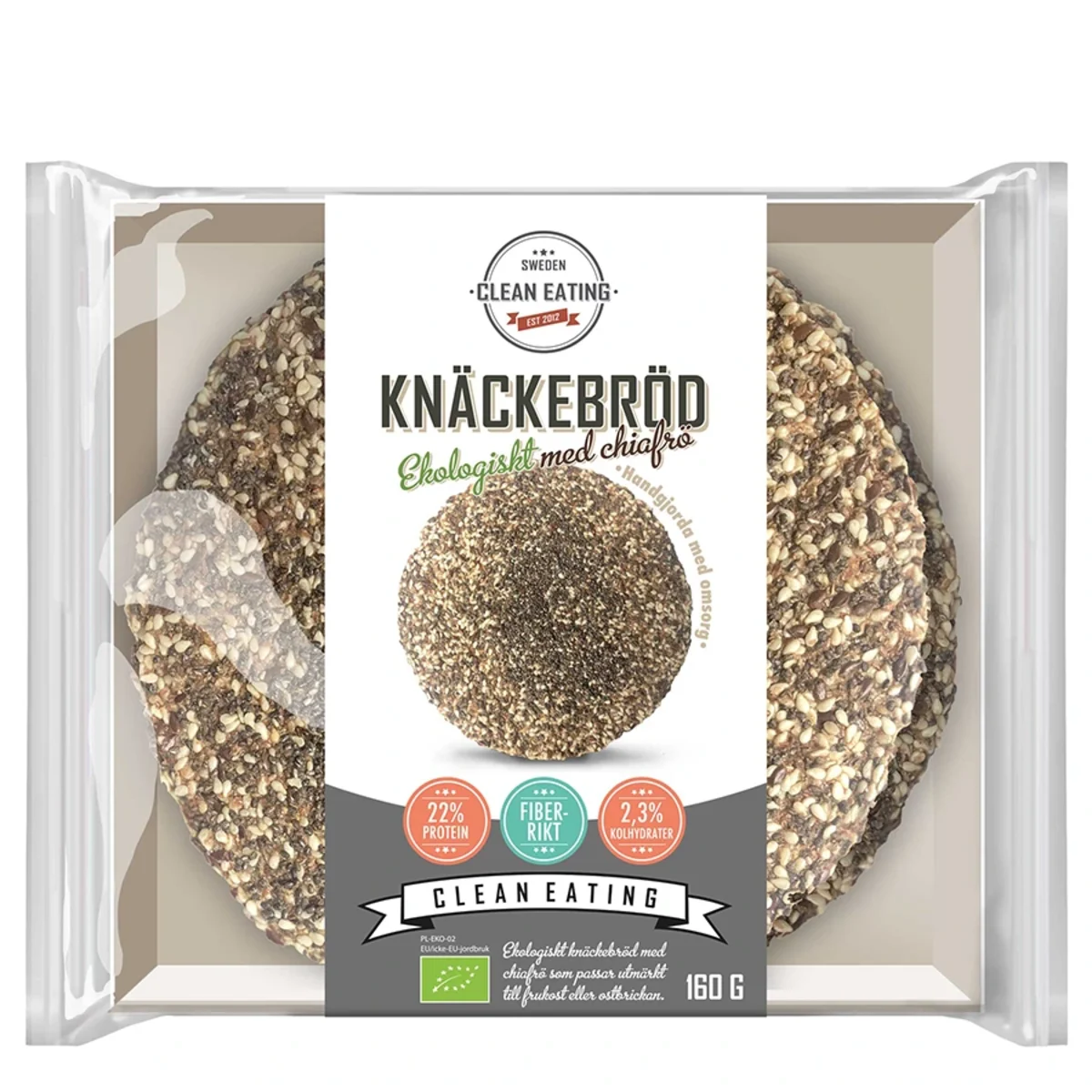 Clean Eating Ekologiskt Chia Knäckebröd 160 g