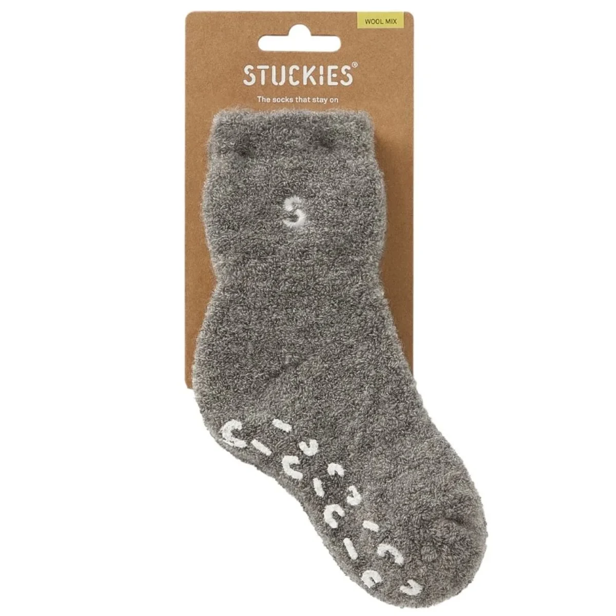 STUCKIES Teddy Strumpor i Ullmix (Anti-slip) Haze 1-pack Large 3-4 år