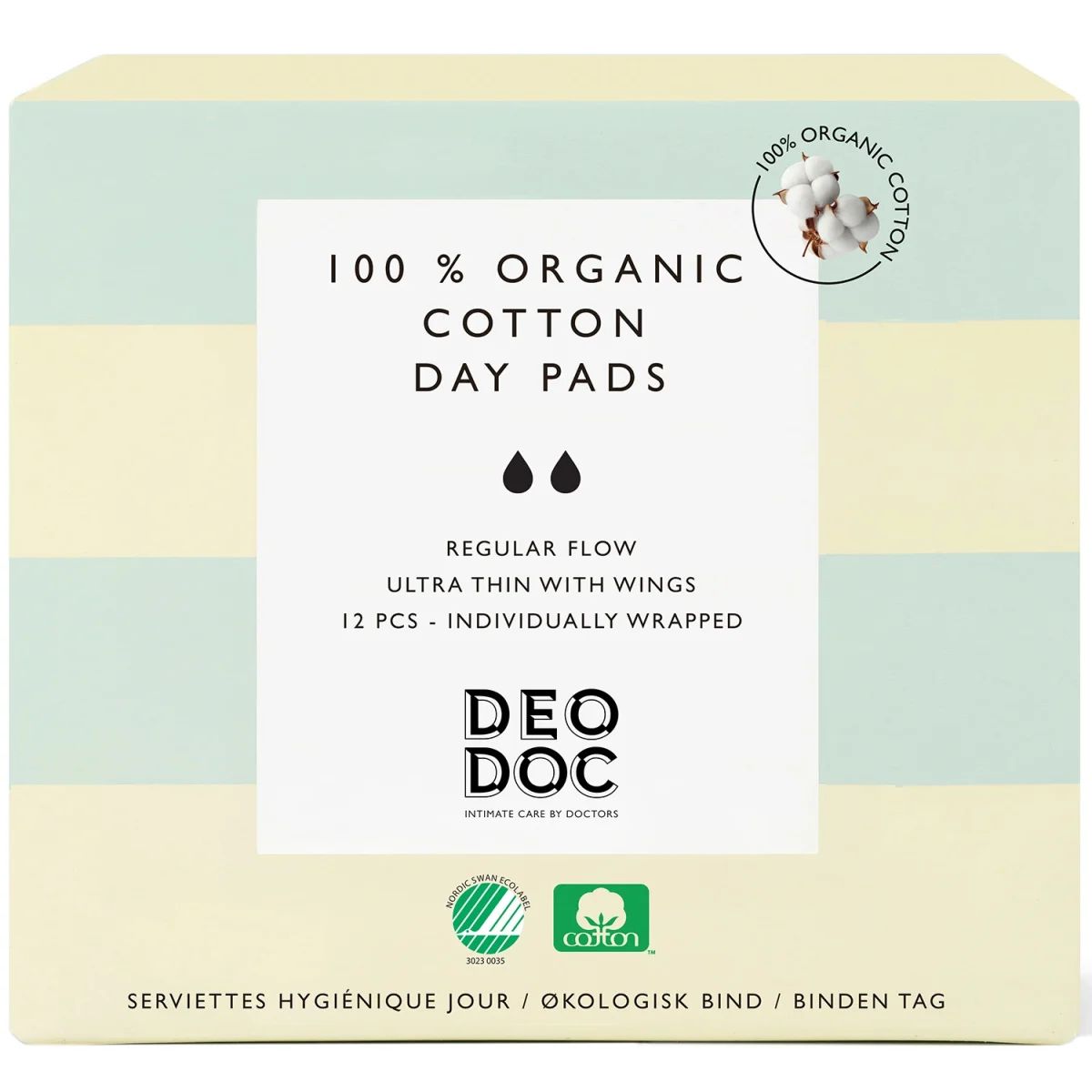 DeoDoc Organic Cotton Day Pad 12 st