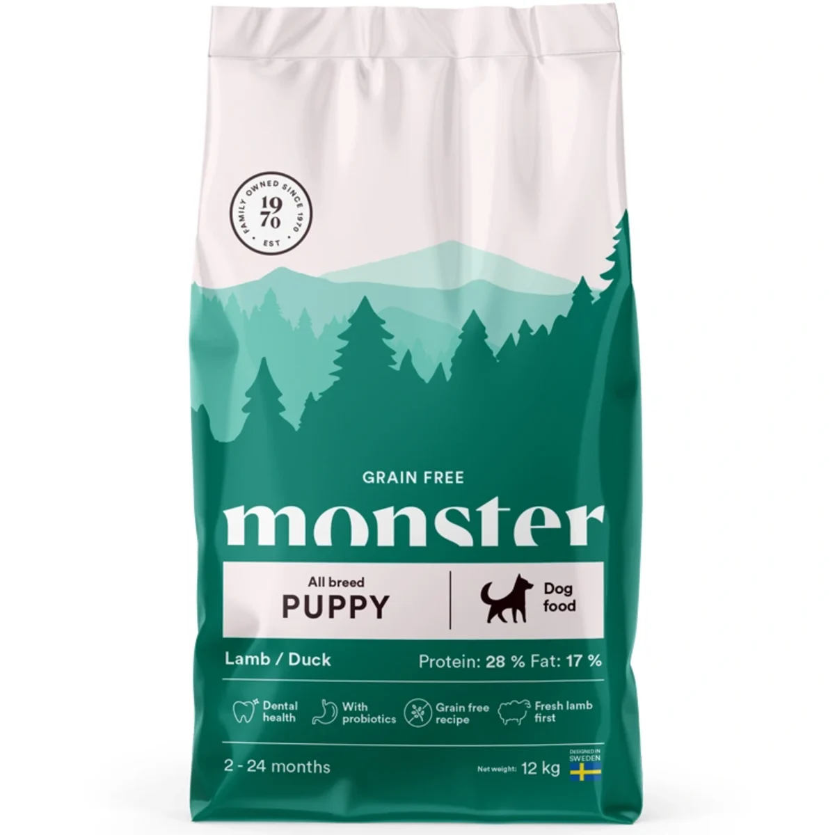 Monster Dog Grain Free Puppy All Breed Lamb/Duck 12 kg