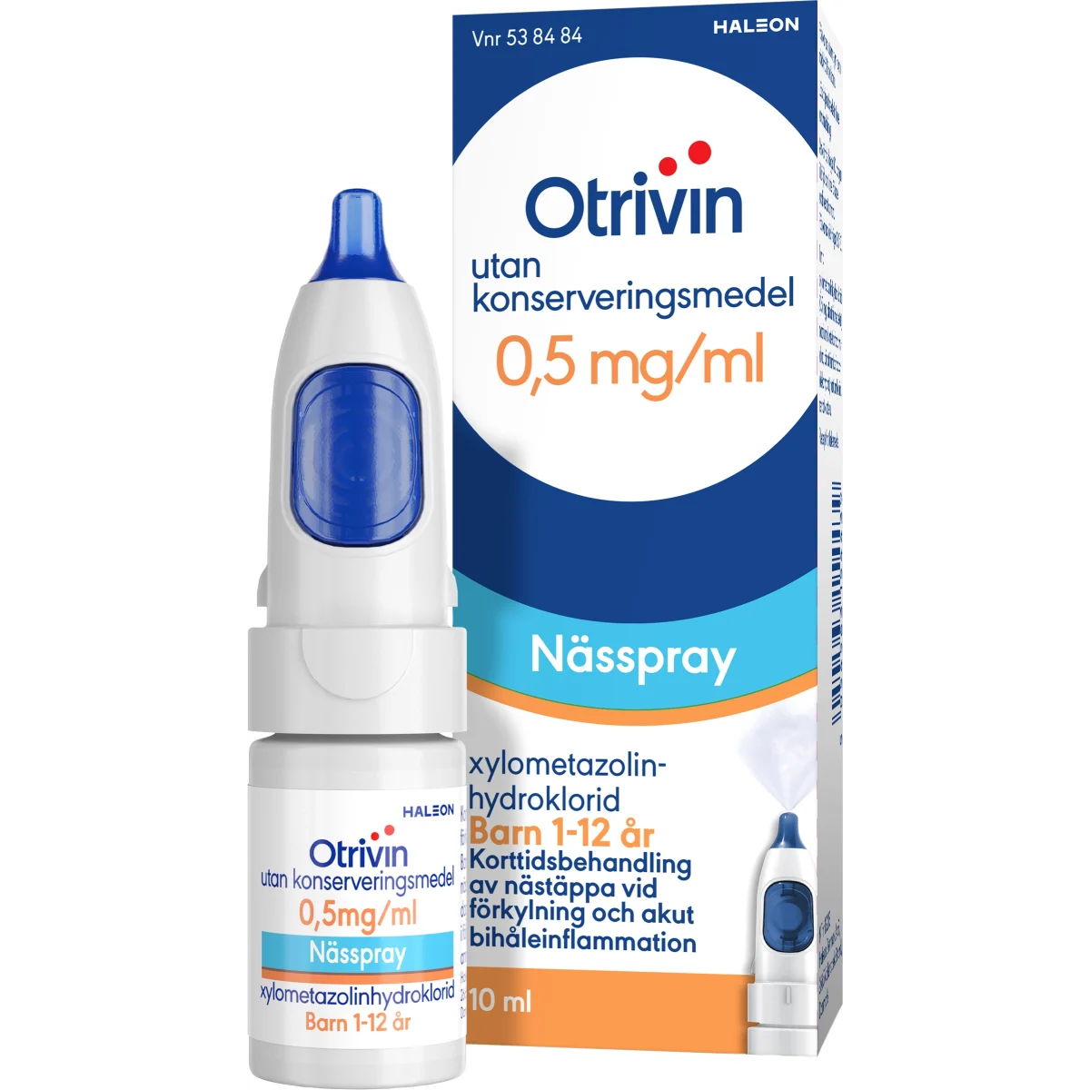 Otrivin Nässpray Utan Konserveringsmedel 0,5 mg/ml 10 ml