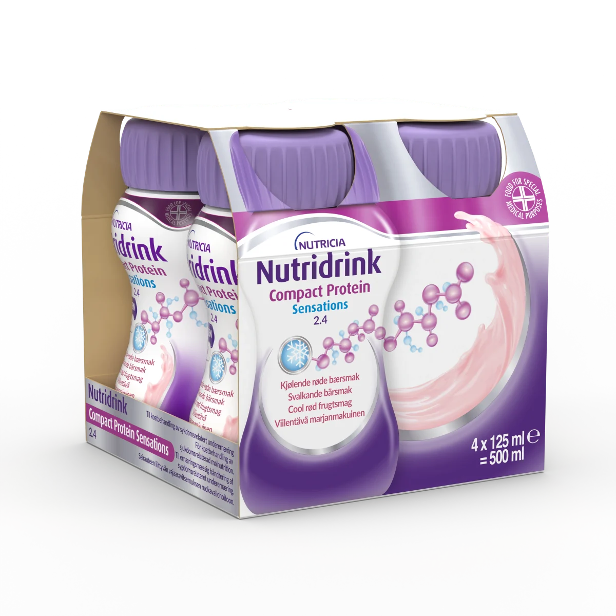 Nutridrink Compact Protein Sensations Svalkande Röda Bär 4 x 125 ml