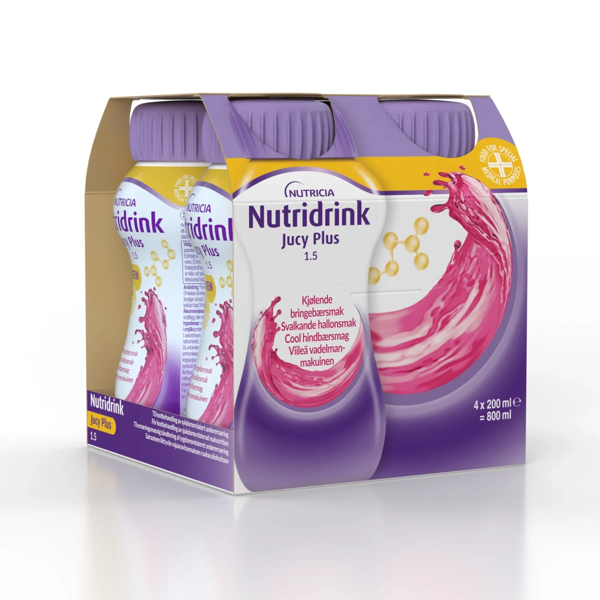 Nutridrink Jucy Plus Svalkande Hallon 4x200 ml