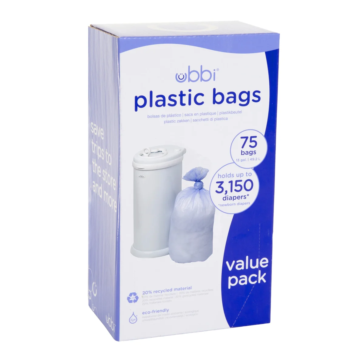 Ubbi Plastic Bags Periwinkle 3-Pack