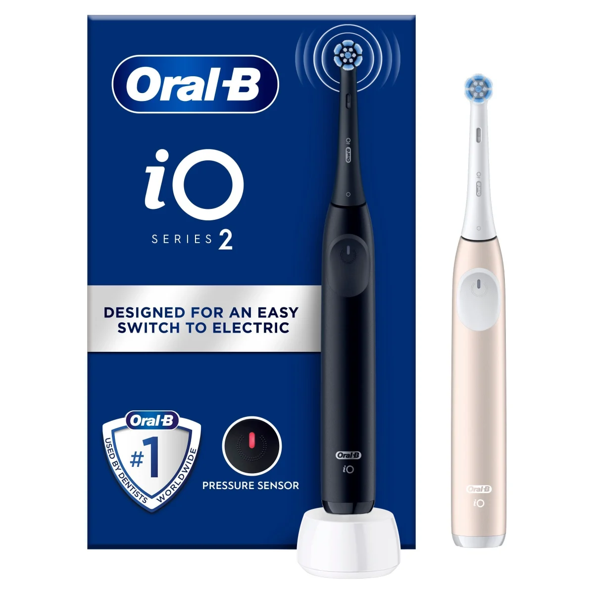 Oral-B iO2 Eltandborste Duo-pack, Svart & Rosa + Resefodral