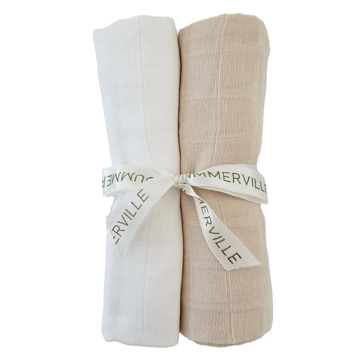 Summerville Organic Muslinfilt Sandshell + White 2-pack