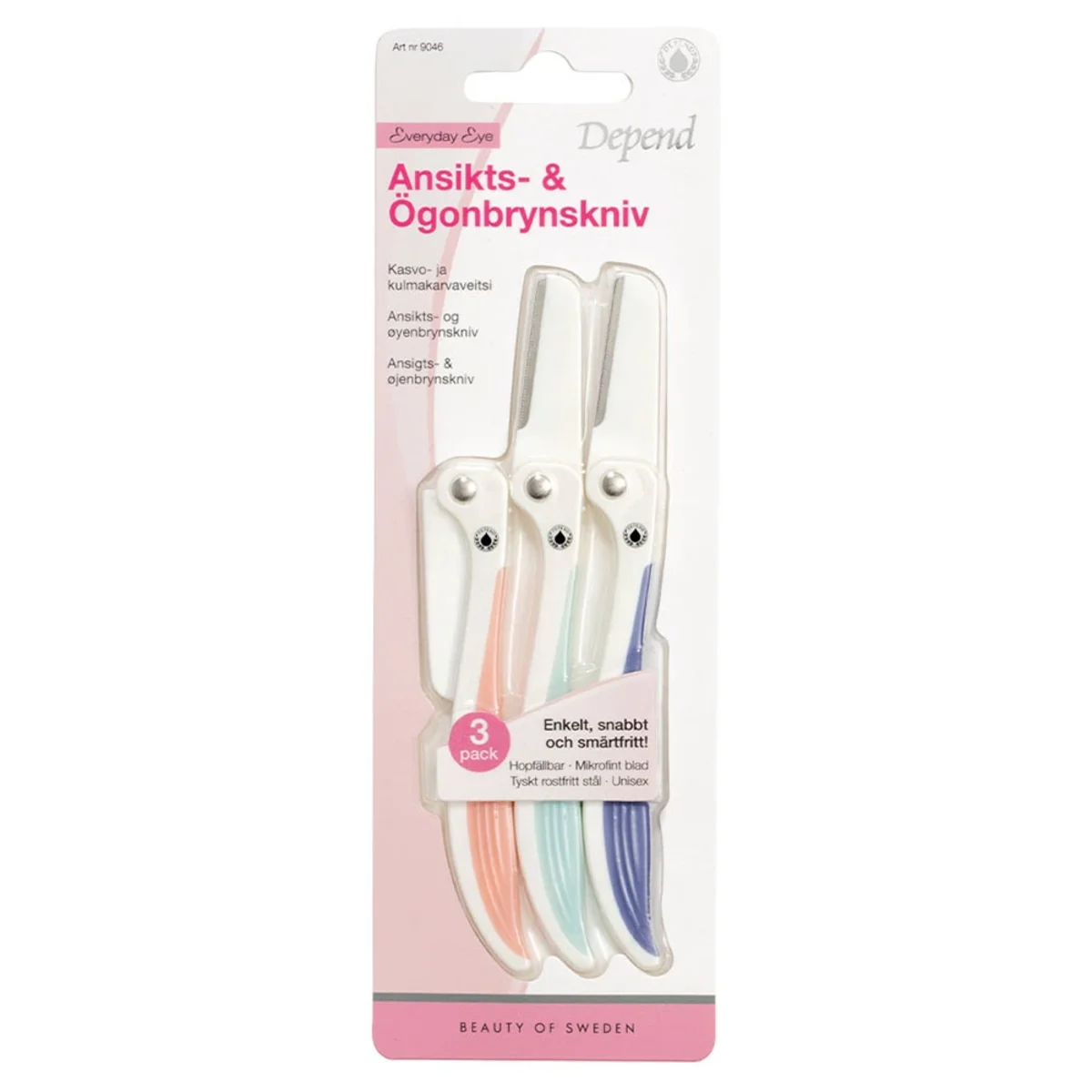 Depend Ansikts- & Ögonbrynskniv 3-pack