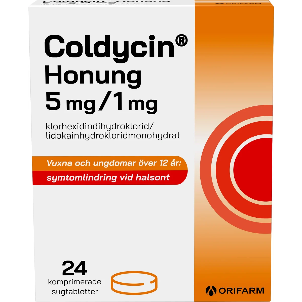 Coldycin Honung 5mg/1mg, 24sugtabletter