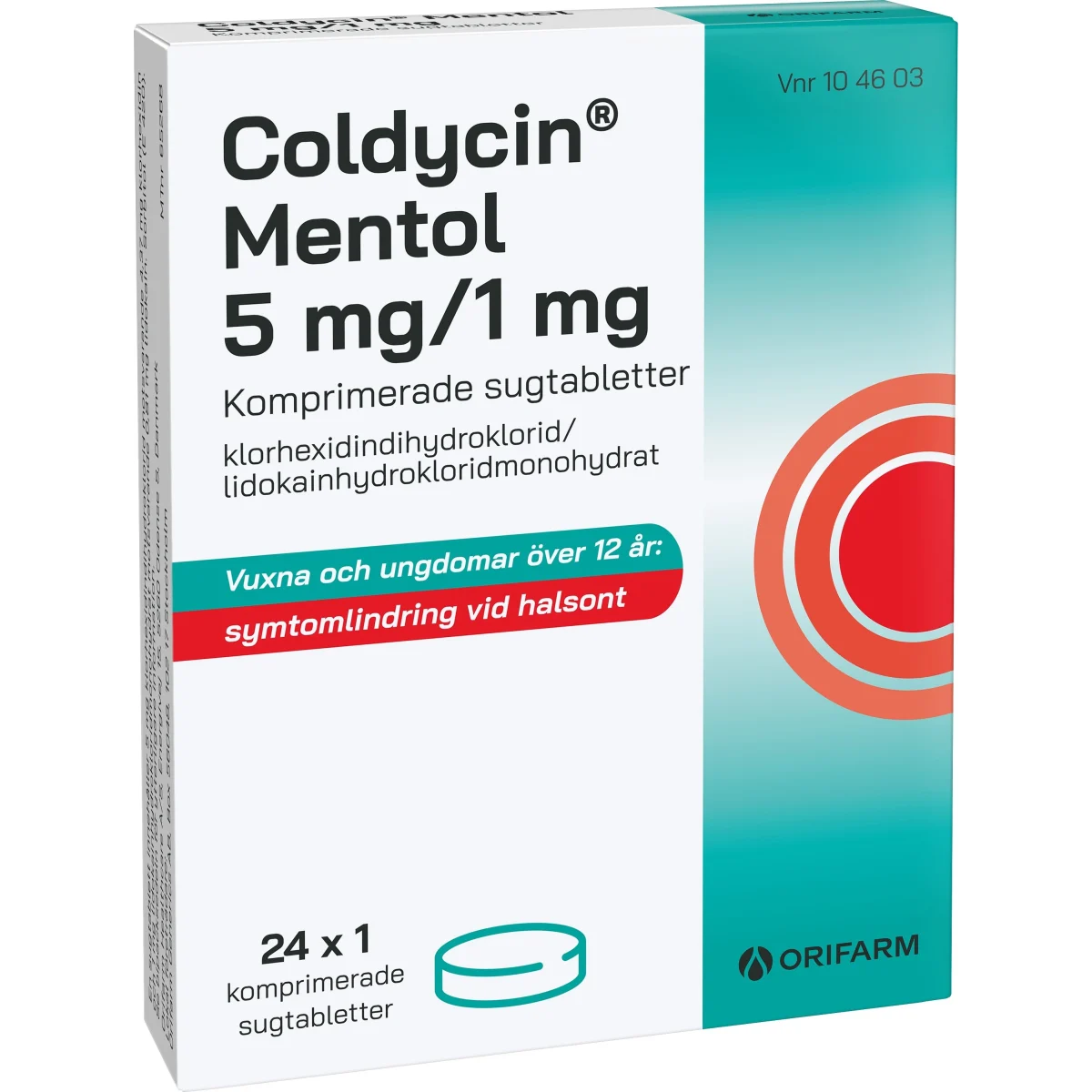Coldycin Mentol 5 mg/1 mg 24 sugtabletter