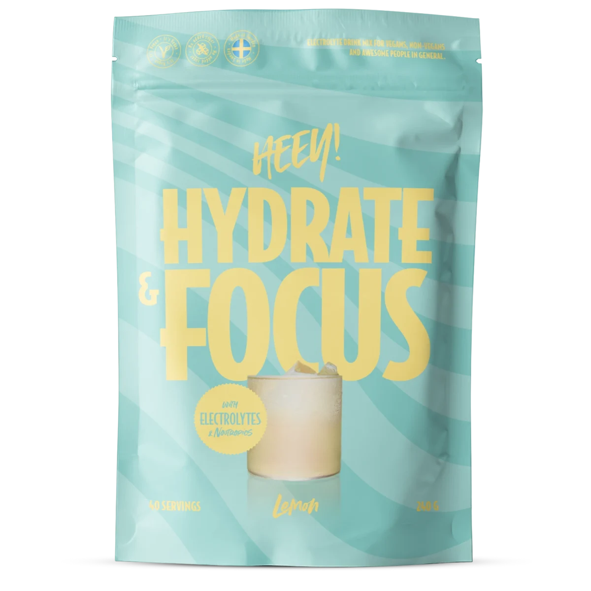 Heey! Hydrate & Focus Elektrolyter Citron 240 g