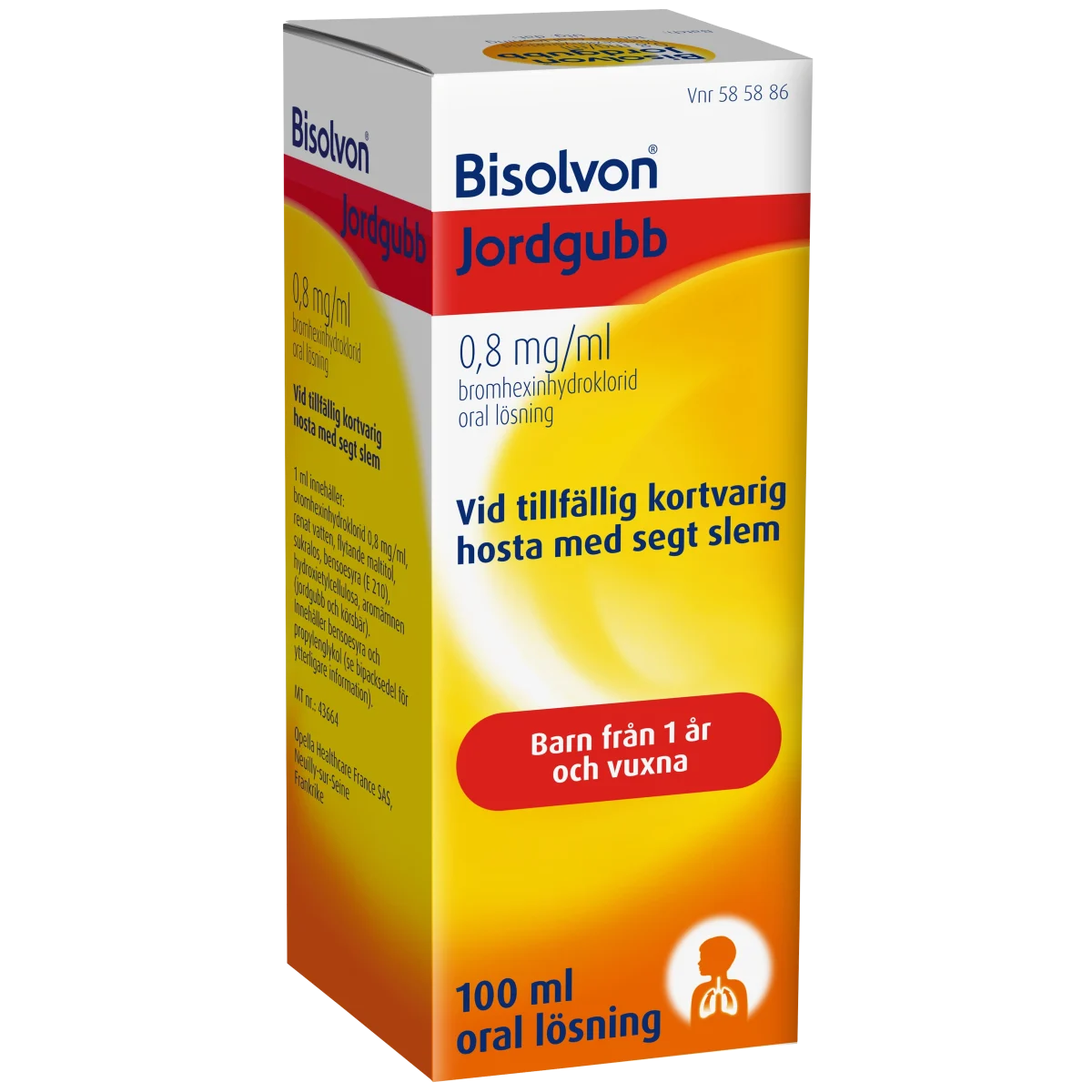 Bisolvon Jordgubb Oral lösning 0,8mg/ml Flaska 100 ml