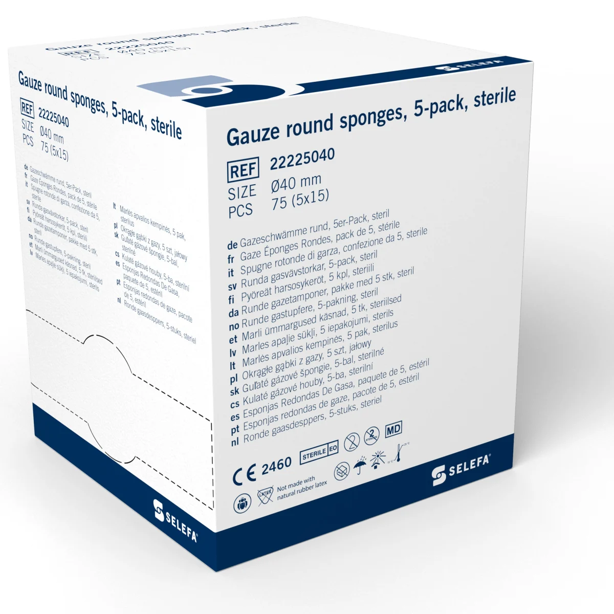 Selefa Rundtork Gasväv Steril 40mm 5-pack