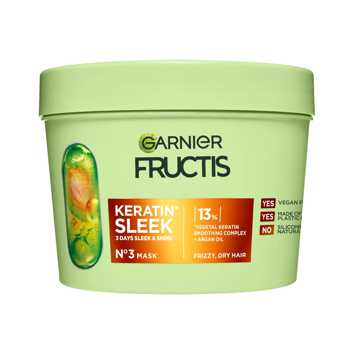 Garnier Fructis Keratin Sleek Hårinpackning för frissigt hår 370 ml