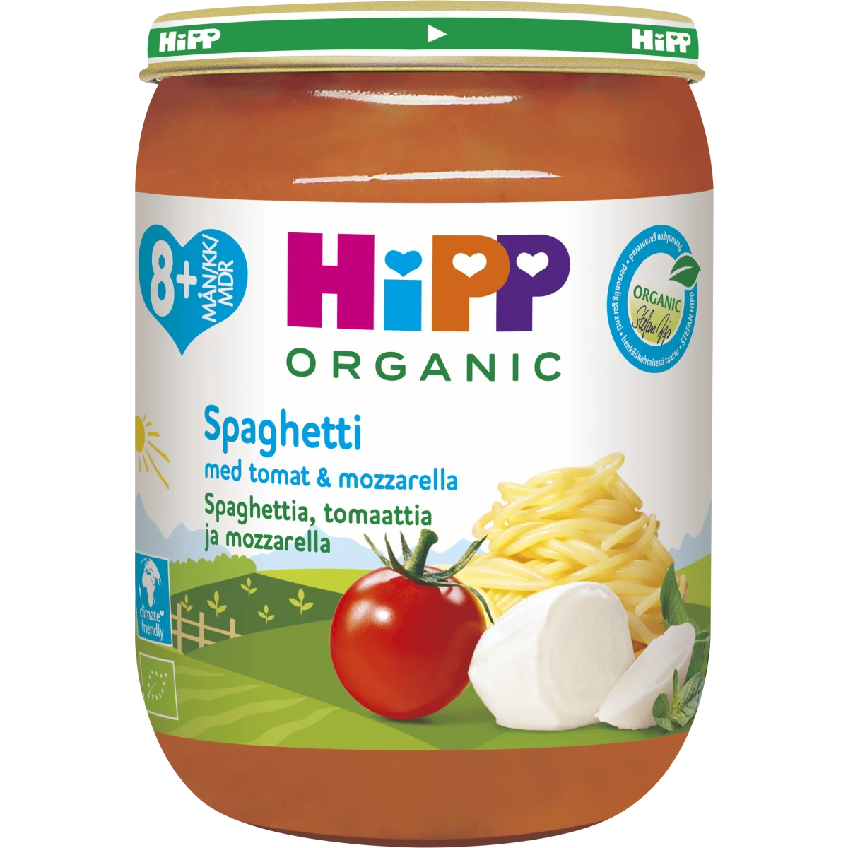 HiPP Spaghetti, tomat & mozzarella 8 mån 190 g