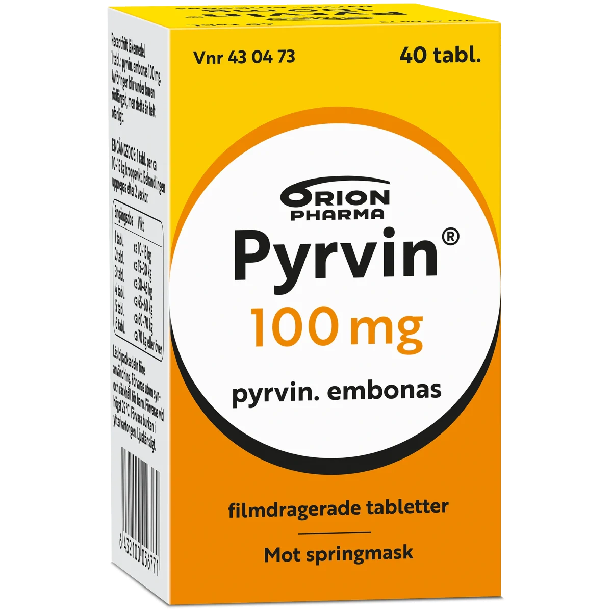Pyrvin 100 mg, 40 tabletter