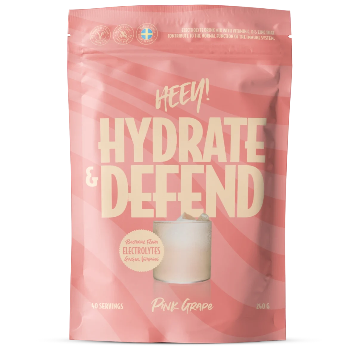 Heey! Hydrate & Defend Elektrolyter Rosa Grapefrukt 240 g
