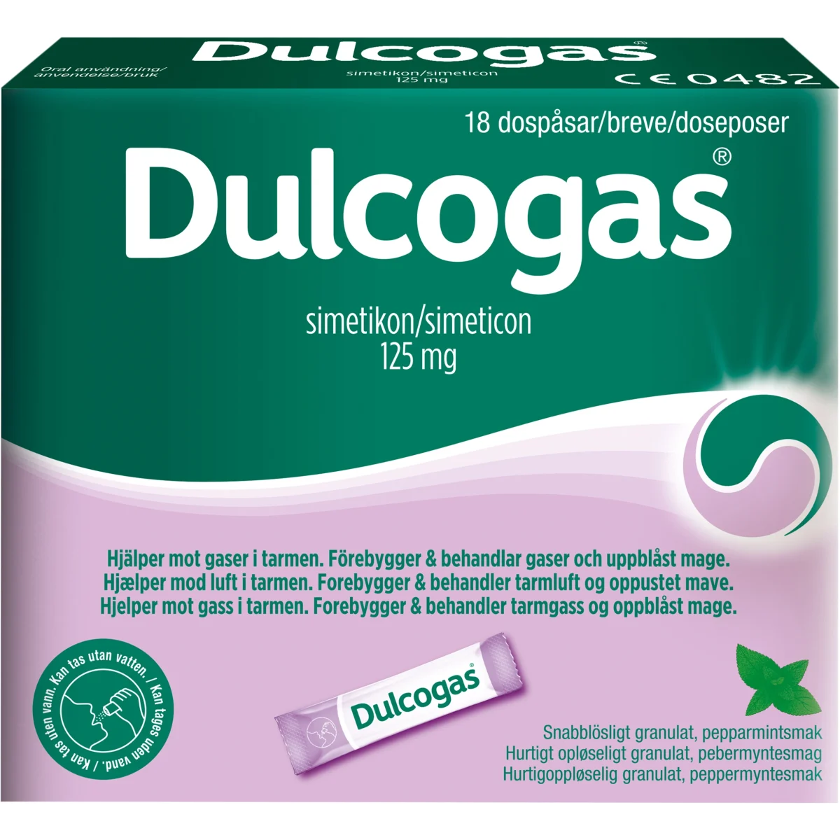 Dulcogas pepparmint dospåse 125 mg 18 st