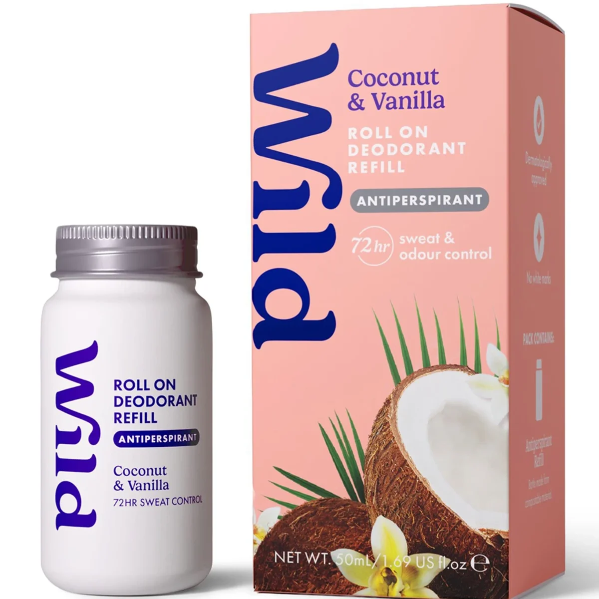 Wild Antiperspirant Roll On Refill Coconut Vanilla 50 ml
