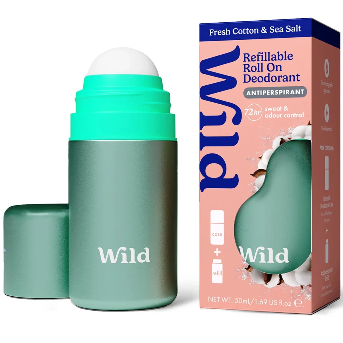 Wild Roll On Antiperspirant Aqua Case Fresh Cotton Sea Salt 50 ml