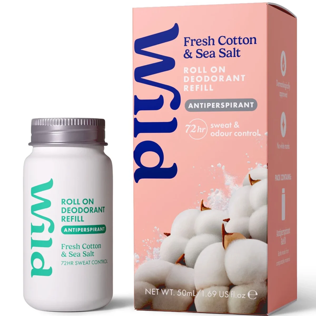 Wild Antiperspirant Roll On Refill Fresh Cotton Sea Salt 50 ml