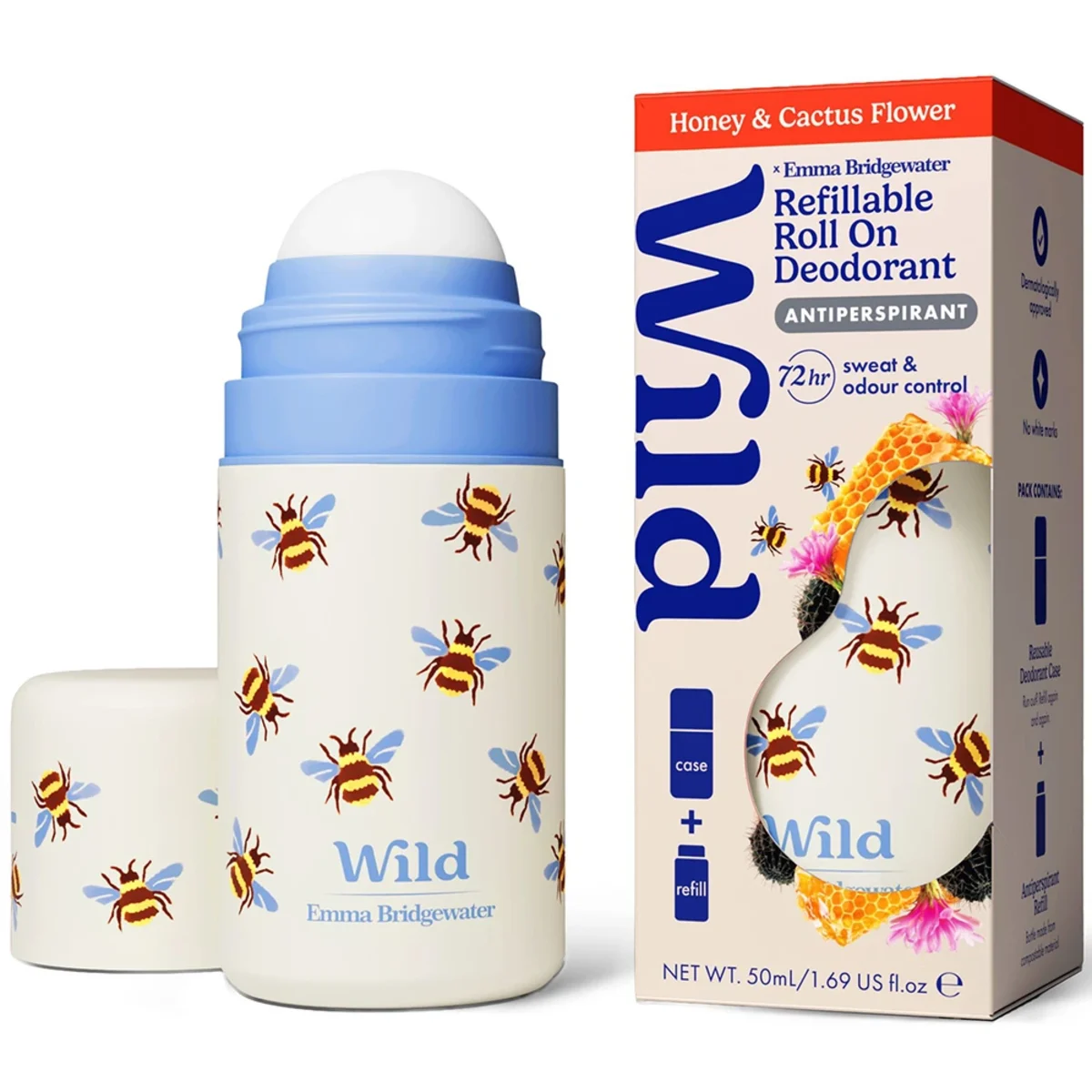 Wild Roll On Antiperspirant Bee Case Honey Cactusflower 50 ml