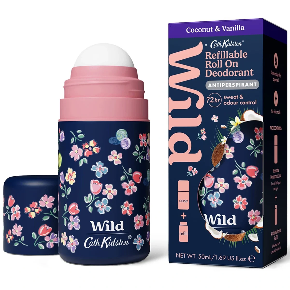 Wild Roll On Antiperspirant Marble Case Coconut Vanilla 50 ml