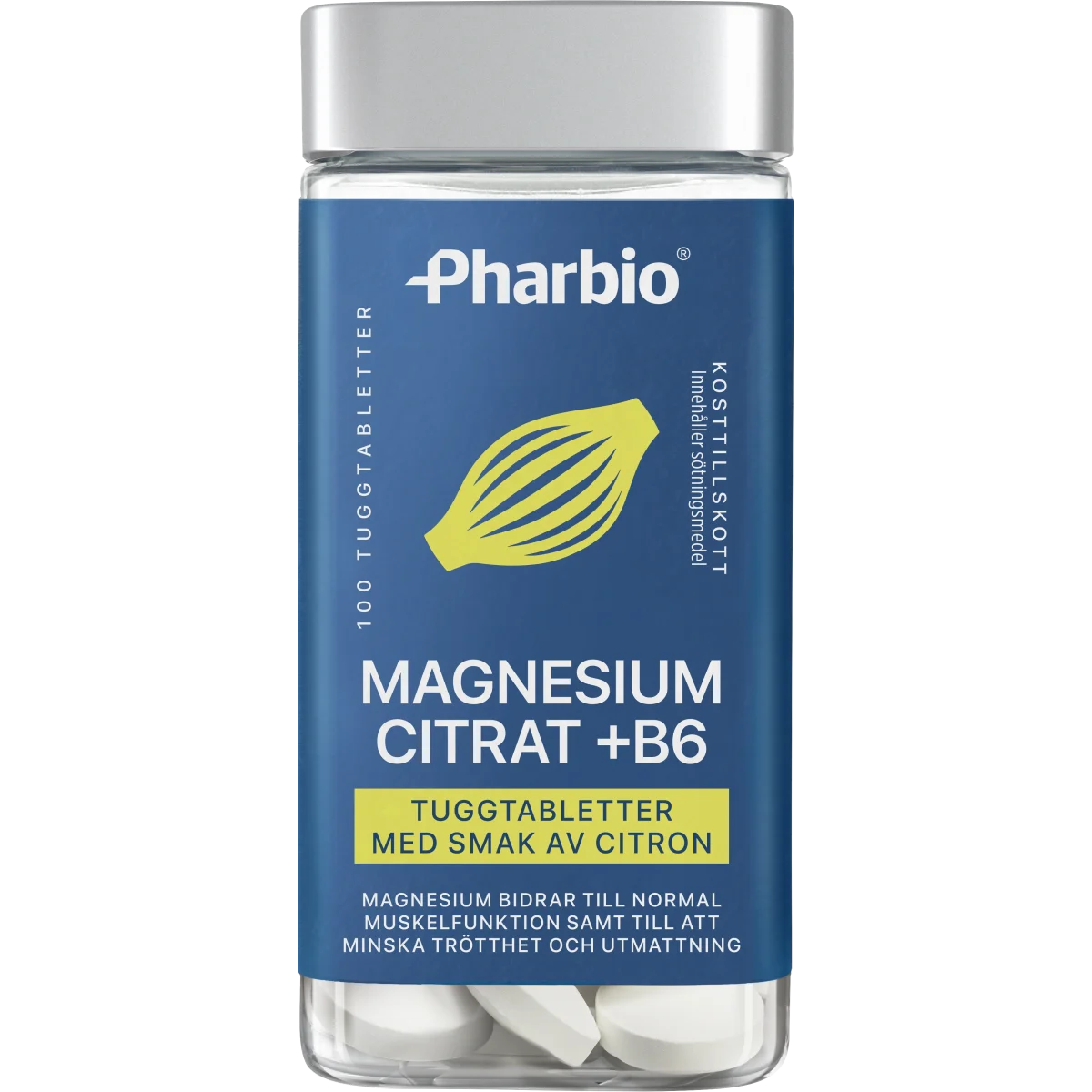 Pharbio Magnesiumcitrat + B6 Tuggtablett 100 st