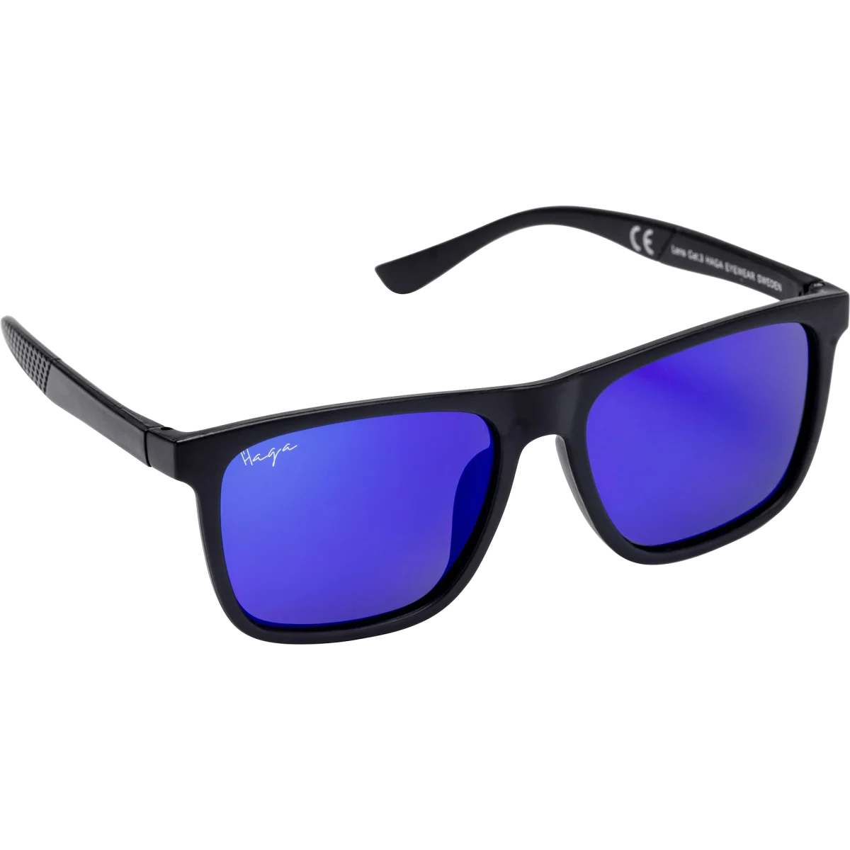 Haga Eyewear Atlanta Polarized Matt Black Blue Mirror Lens