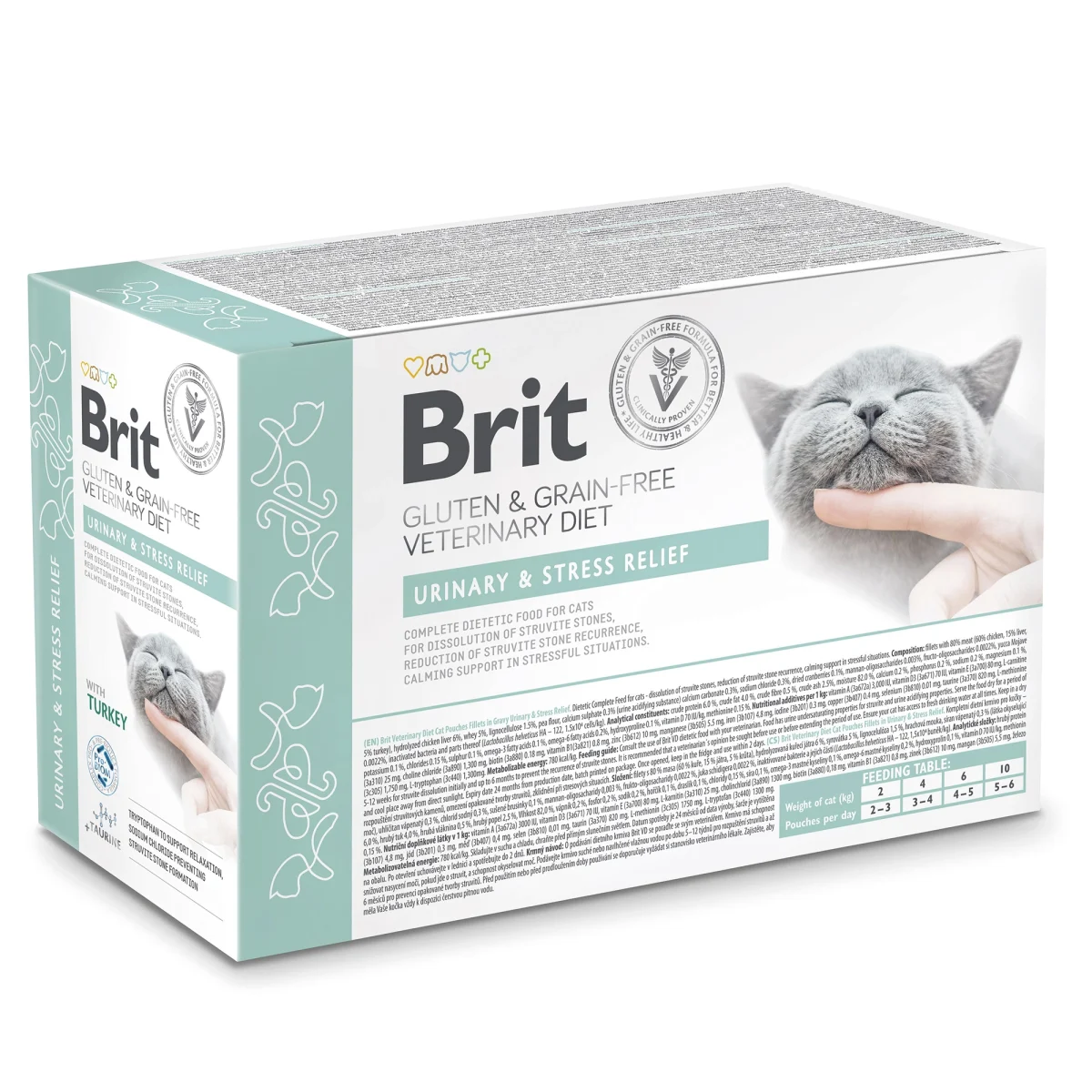 Brit Gluten & Grain-Free Veterinary Diet Urinary and Stress Relief Cat Pouch 12x85 g