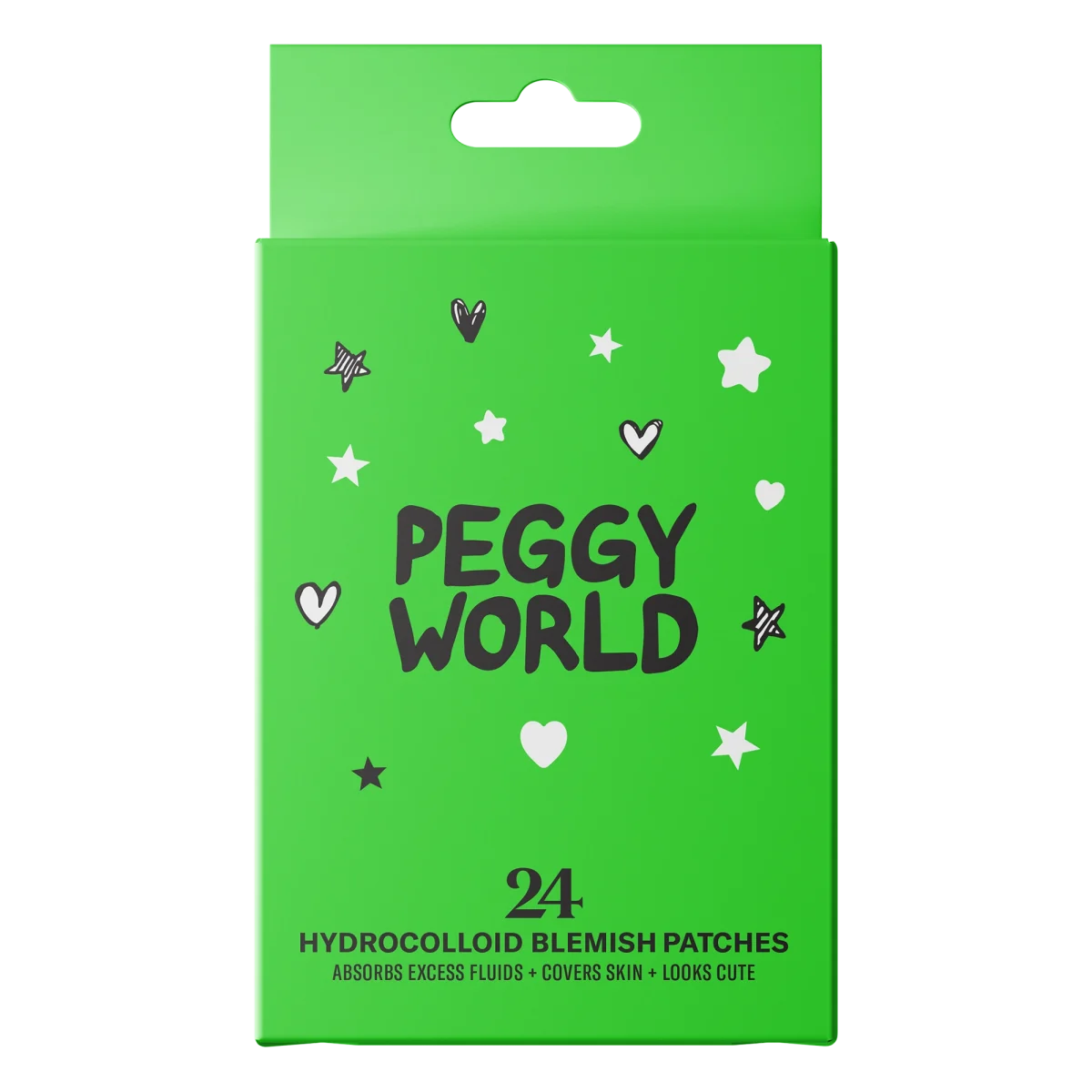 Peggy World Blemish Patches Hearts and Stars Lime Green 24 st