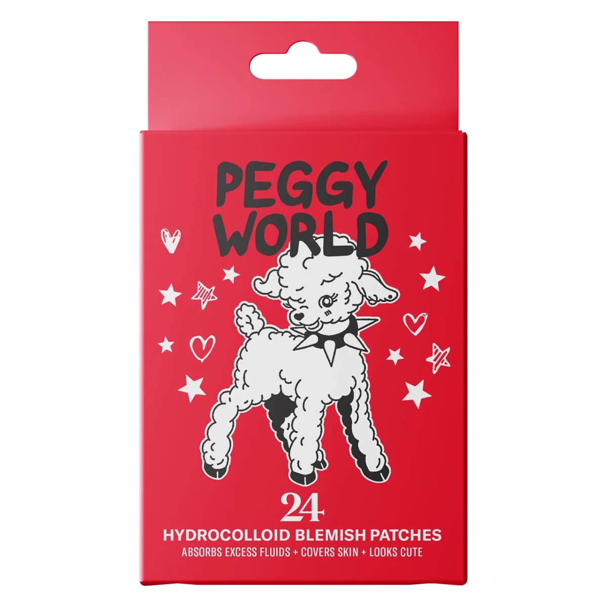 Peggy World Blemish Patches Hearts and Stars Red 24 st
