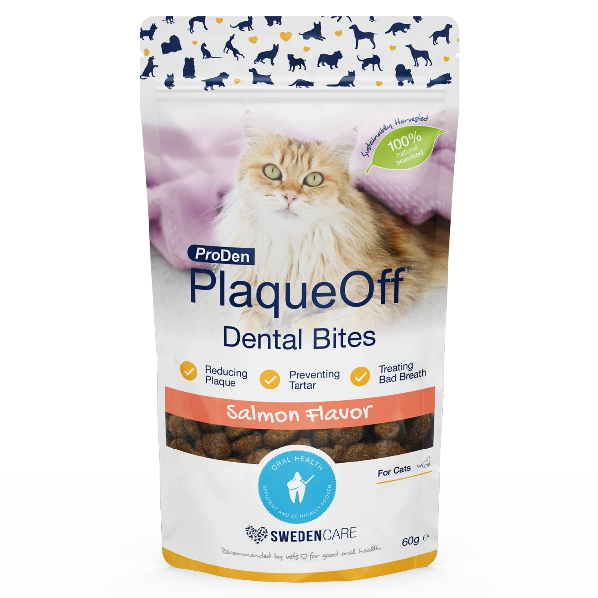 ProDen PlaqueOff® Dental Bites Katt Salmon 60 g
