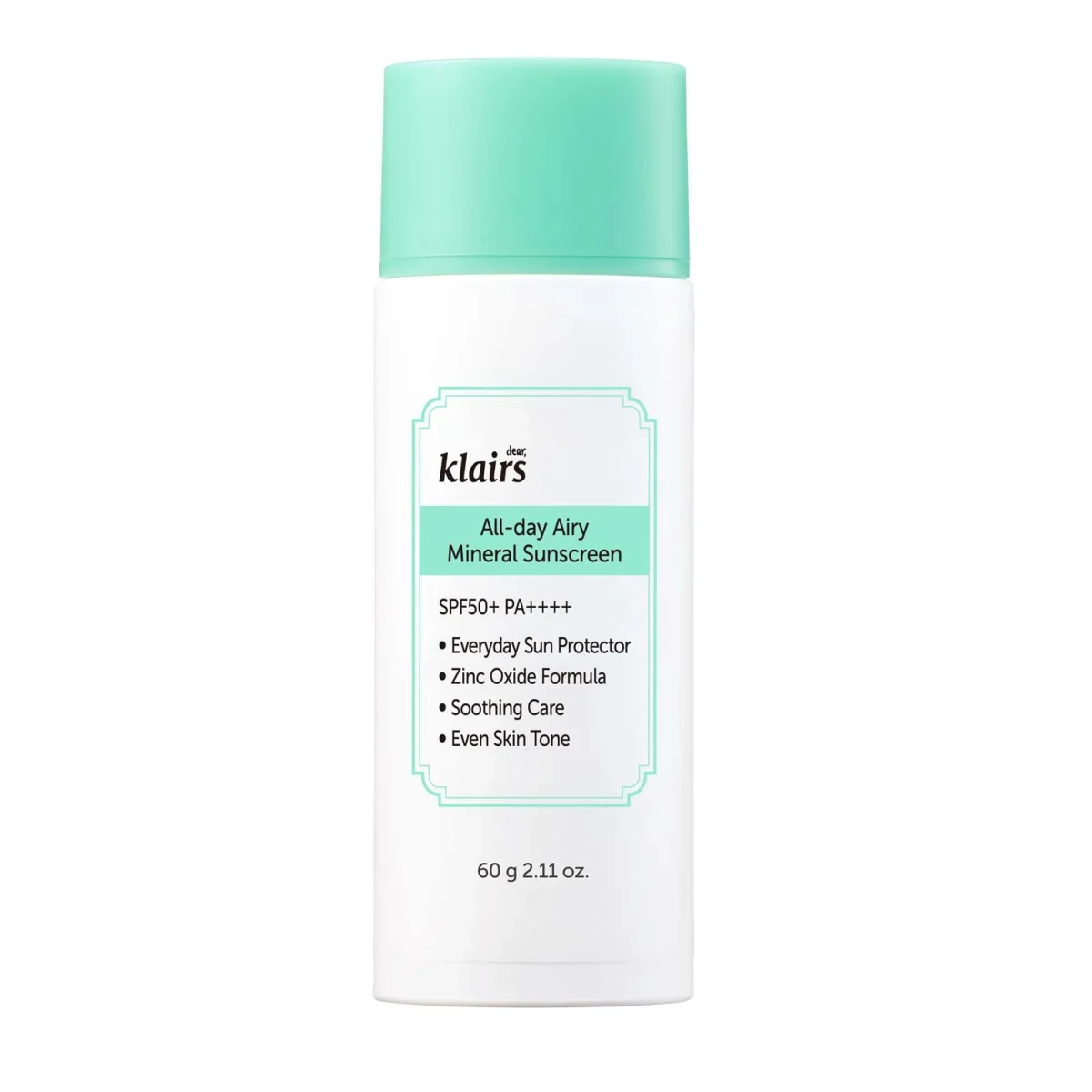 Klairs  All-day Airy Mineral Sunscreen SPF 50+ PA++++, 60 g