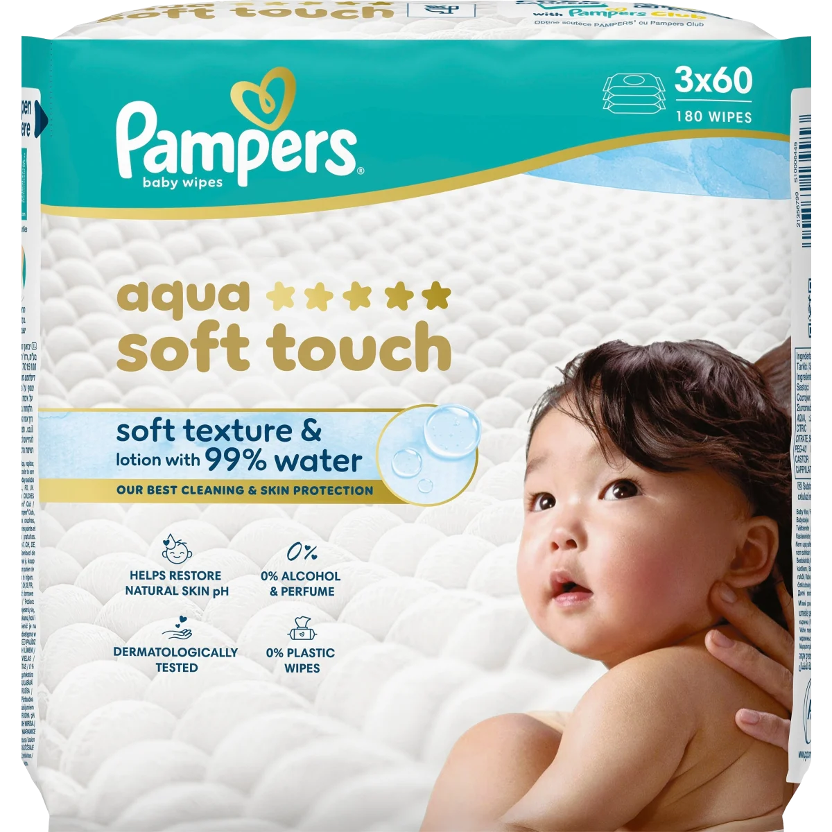 Pampers Aqua Soft Touch Wipes 3-pack 180 st