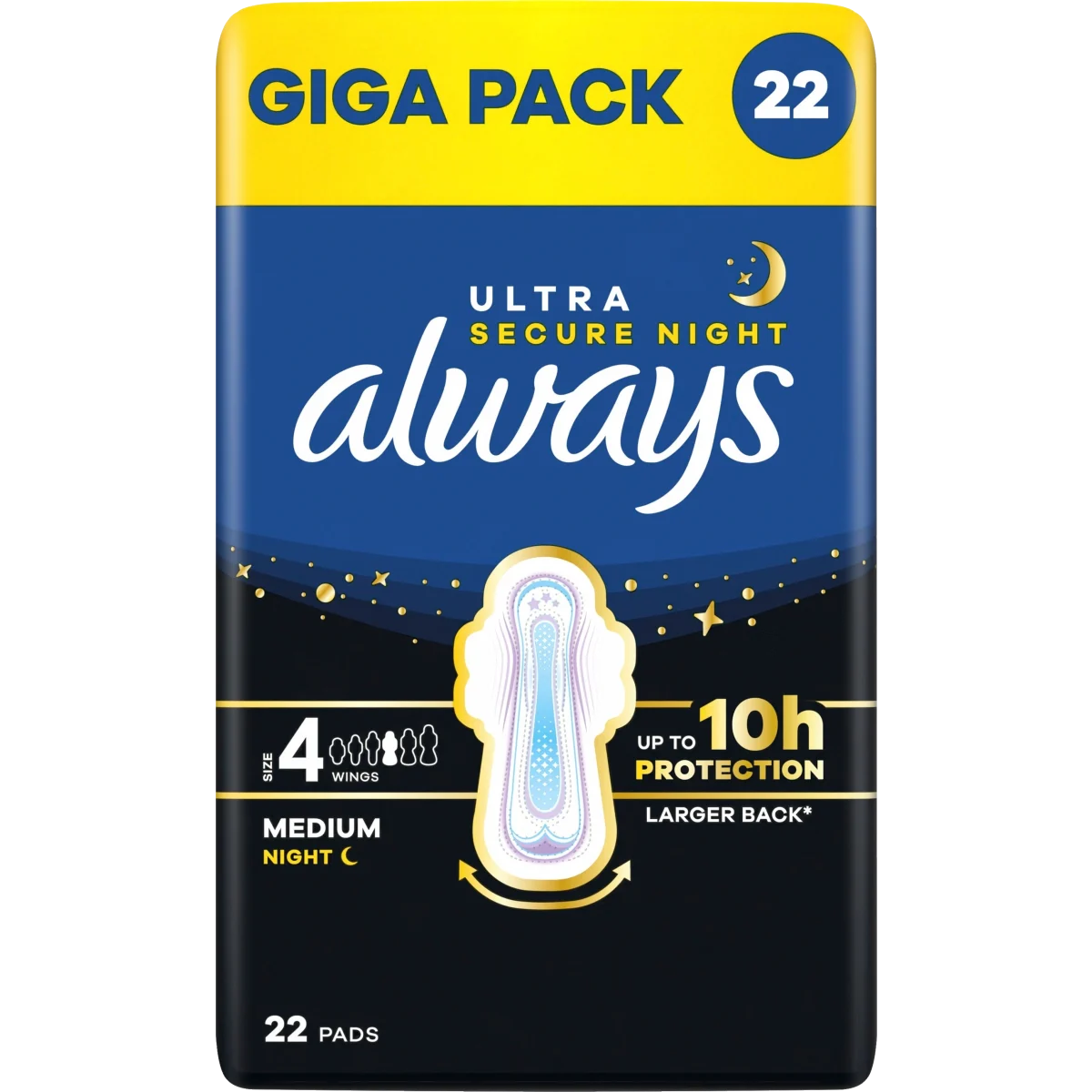 Always Ultra Secure Night Pads S4 GigaPack 22 st