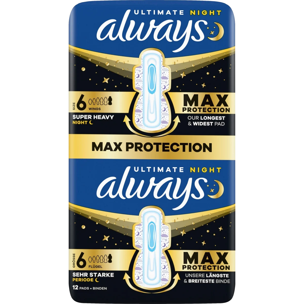 Always Ultra 6 Ultimate Night Bindor BigPack 12 st