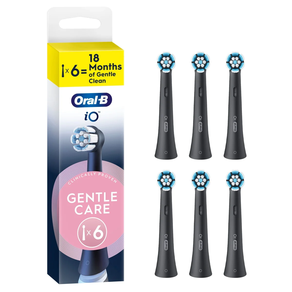 Oral-B iO Gentle Care Black Borsthuvud 6-pack