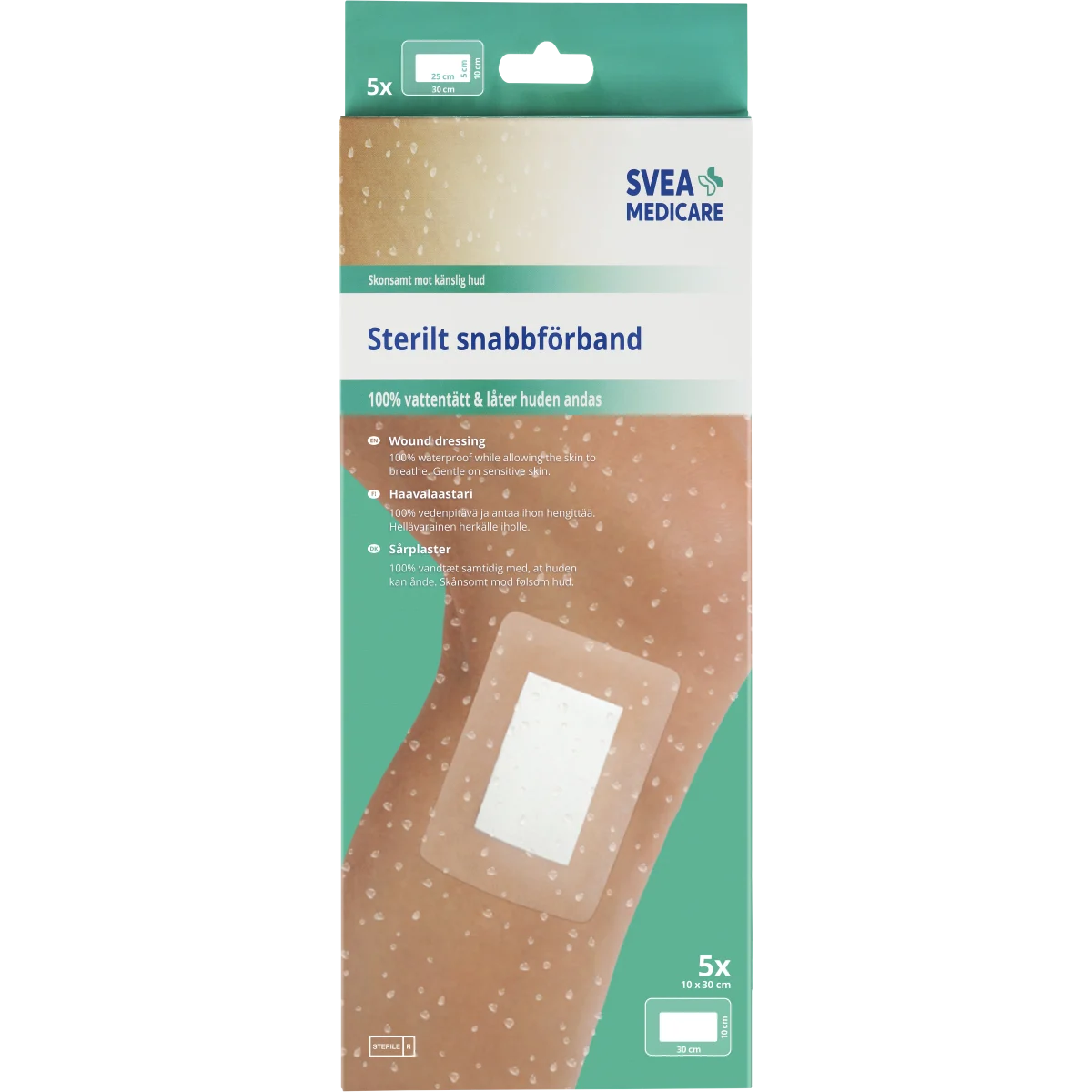 Svea Medicare Sterilt Snabbförband Vattentät 10x30 cm  5 st